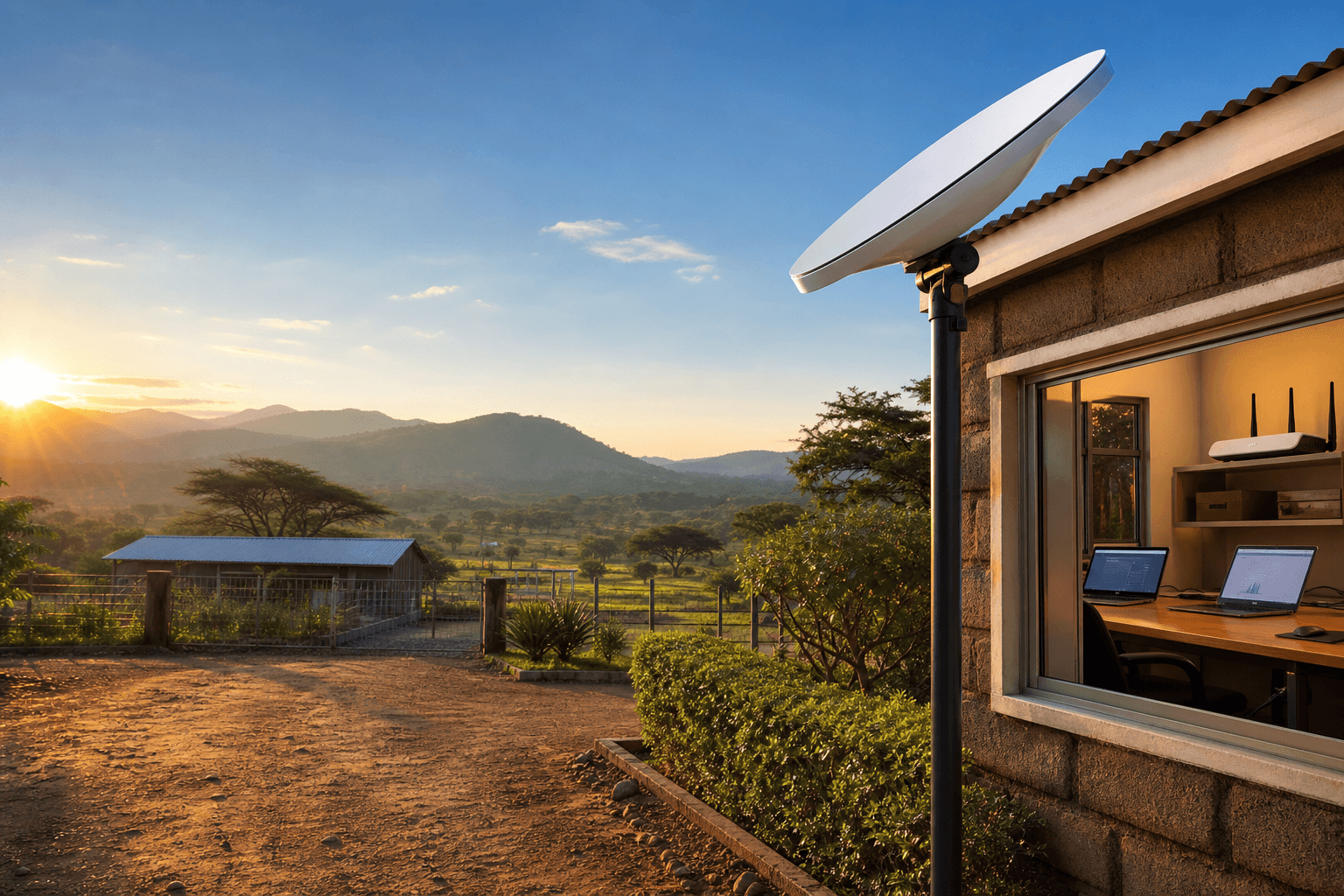 Amazon LEO internet style satellite terminal installed for connectivity in Kenya