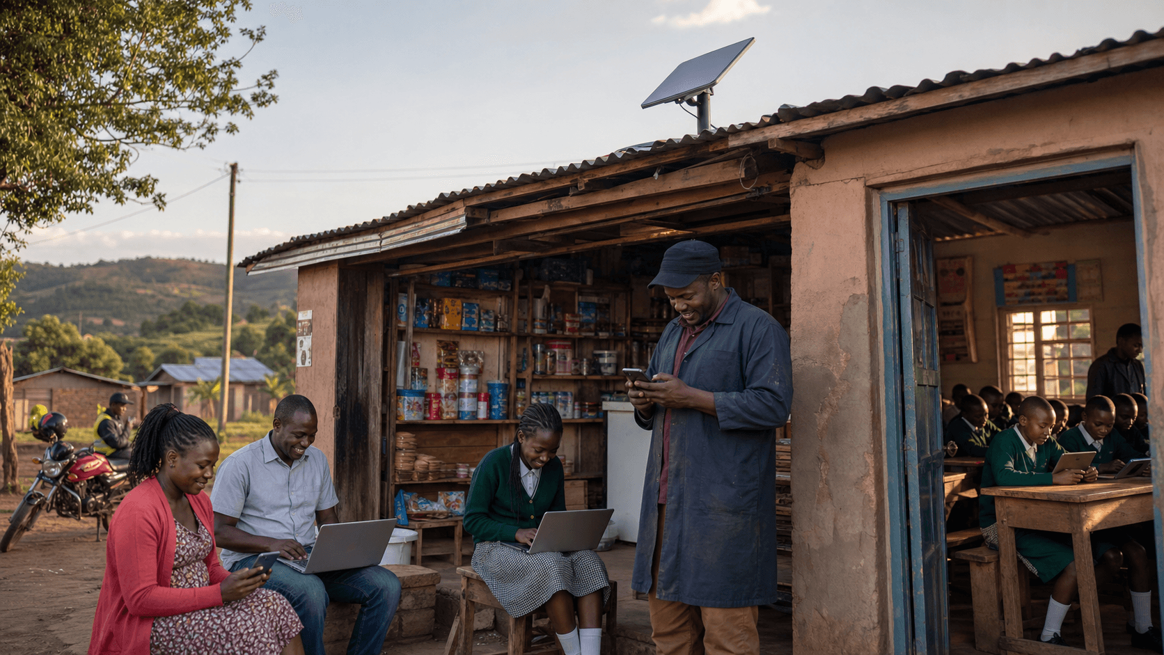 Rural Kenya community using LEO satellite internet connectivity